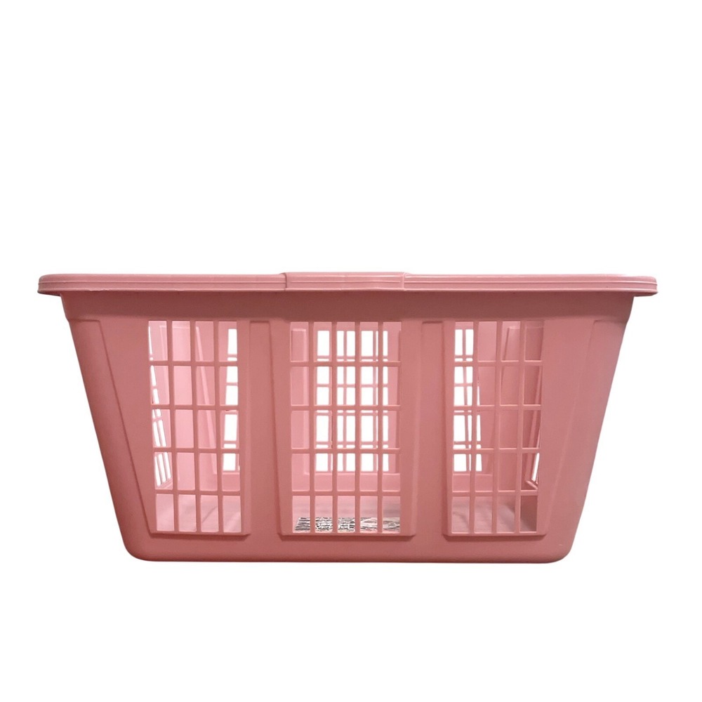 Vtg Rubbermaid 2965‎  Pink Rectangle Laundry Basket Weave 22x16x11 Grannycore